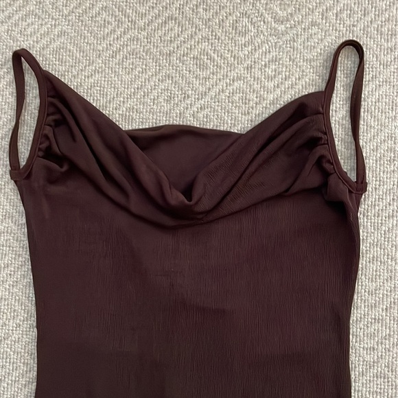 Coffee Brown Low Back Knit Dress XS - Picture 4 of 6